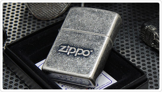 Zippo Logo antique silver